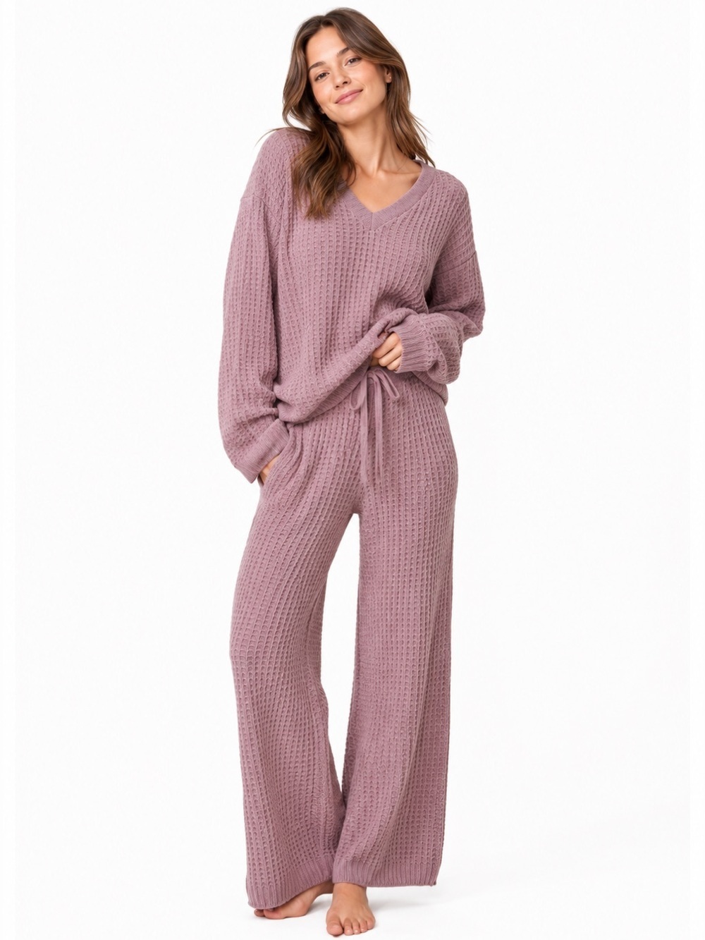 Softies Marshmallow Waffle Pajama Lounge Set L NWT